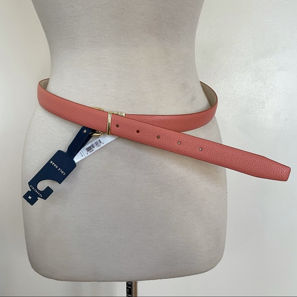 Cole Haan Leather Pink Tan Reversible Belt Medium - Picture 2 of 9